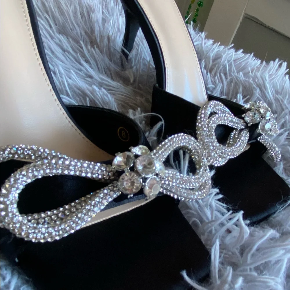 NWOT Black Rhinestone Heels - Picture 5 of 9